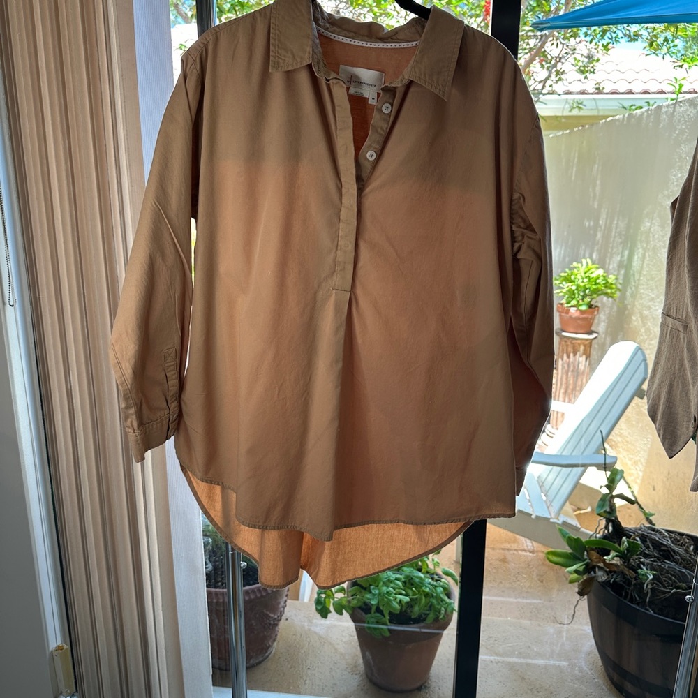 Anthropologie Tan Button-Up Shirt